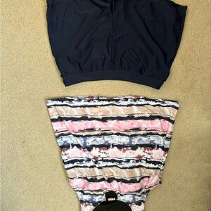 Striped Pink and Navy Swim Set